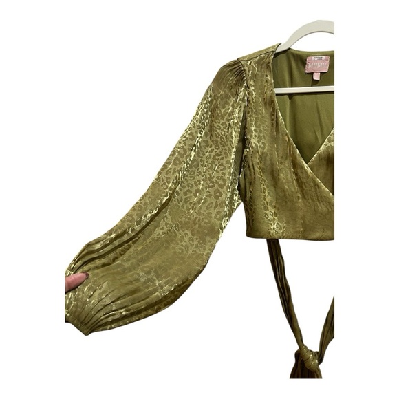 NWOT-Show Me Your MuMu Joplin Blouse, gold cheetah organza Size Medium - Picture 7 of 11